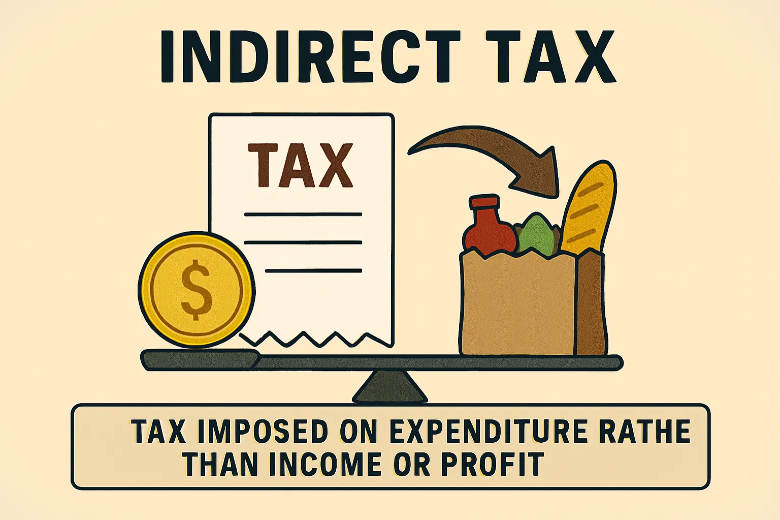 Indirect tax: tax imposed on expenditure rather than income or profit