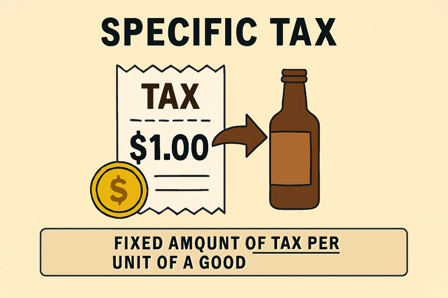 Specific tax: fixed amount of tax per unit of a good