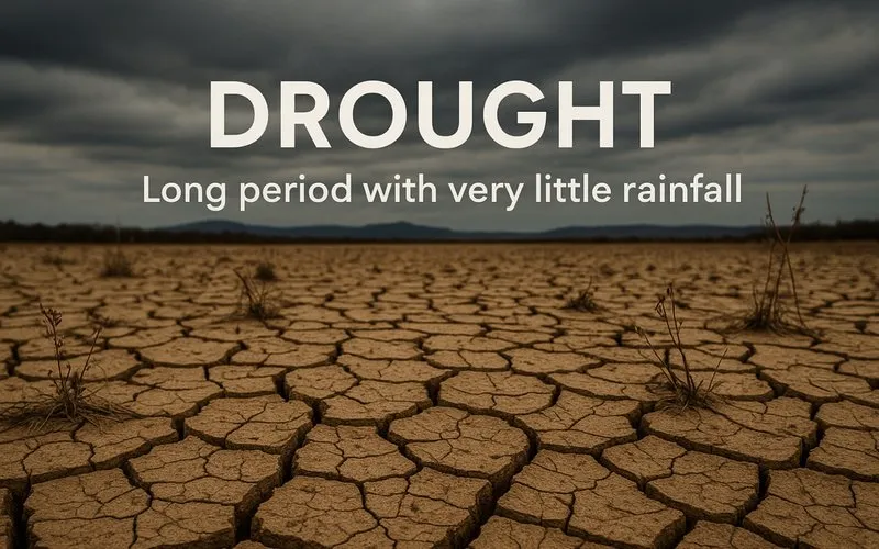 Drought: Long period with very little rainfall