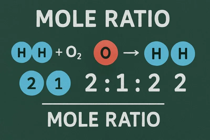 Mole ratio: Ratio of moles of substances in reaction