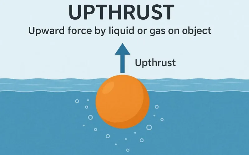 Up thrust: Upward force by liquid or gas on object