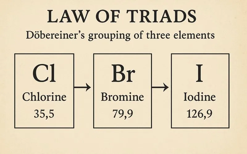 Law of triads: Dobereiner’s grouping of three elements