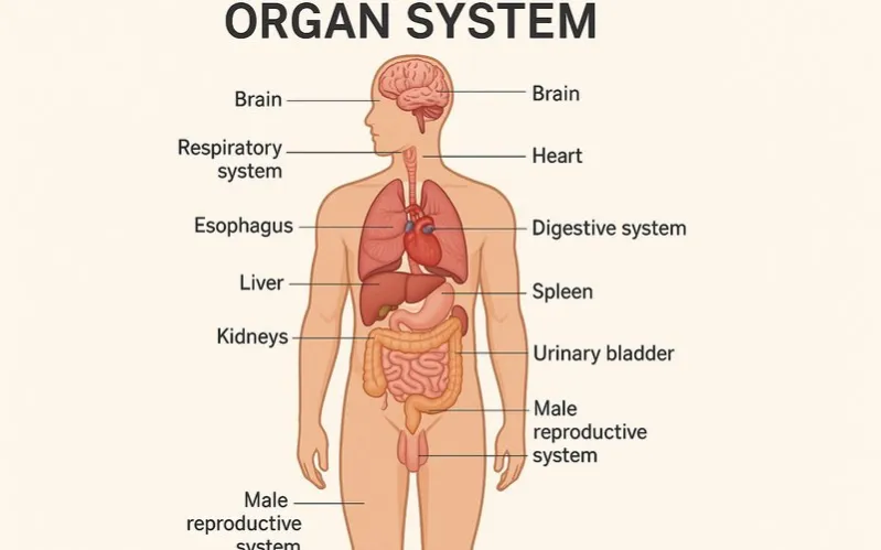 Organ system: Group of organs that work together to perform major functions