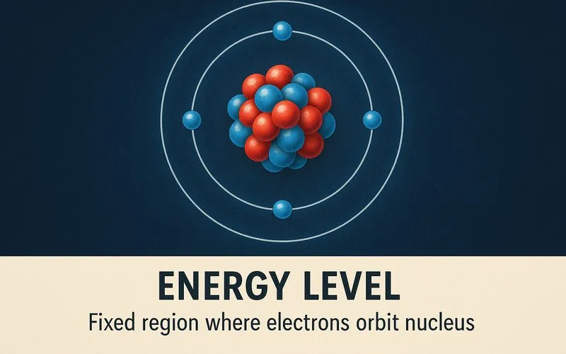 Energy level: Fixed region where electrons orbit nucleus