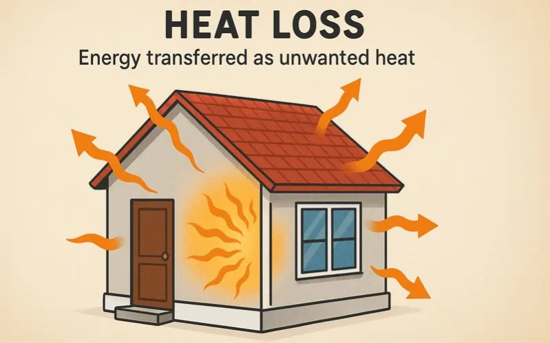 Heat loss: Energy transferred as unwanted heat