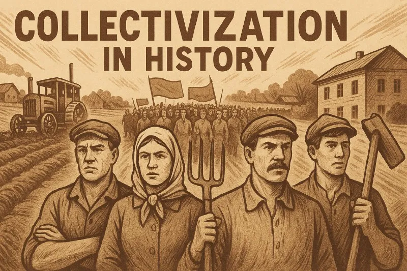 Collectivization: The policy of combining small individual farms into large, state-controlled farms