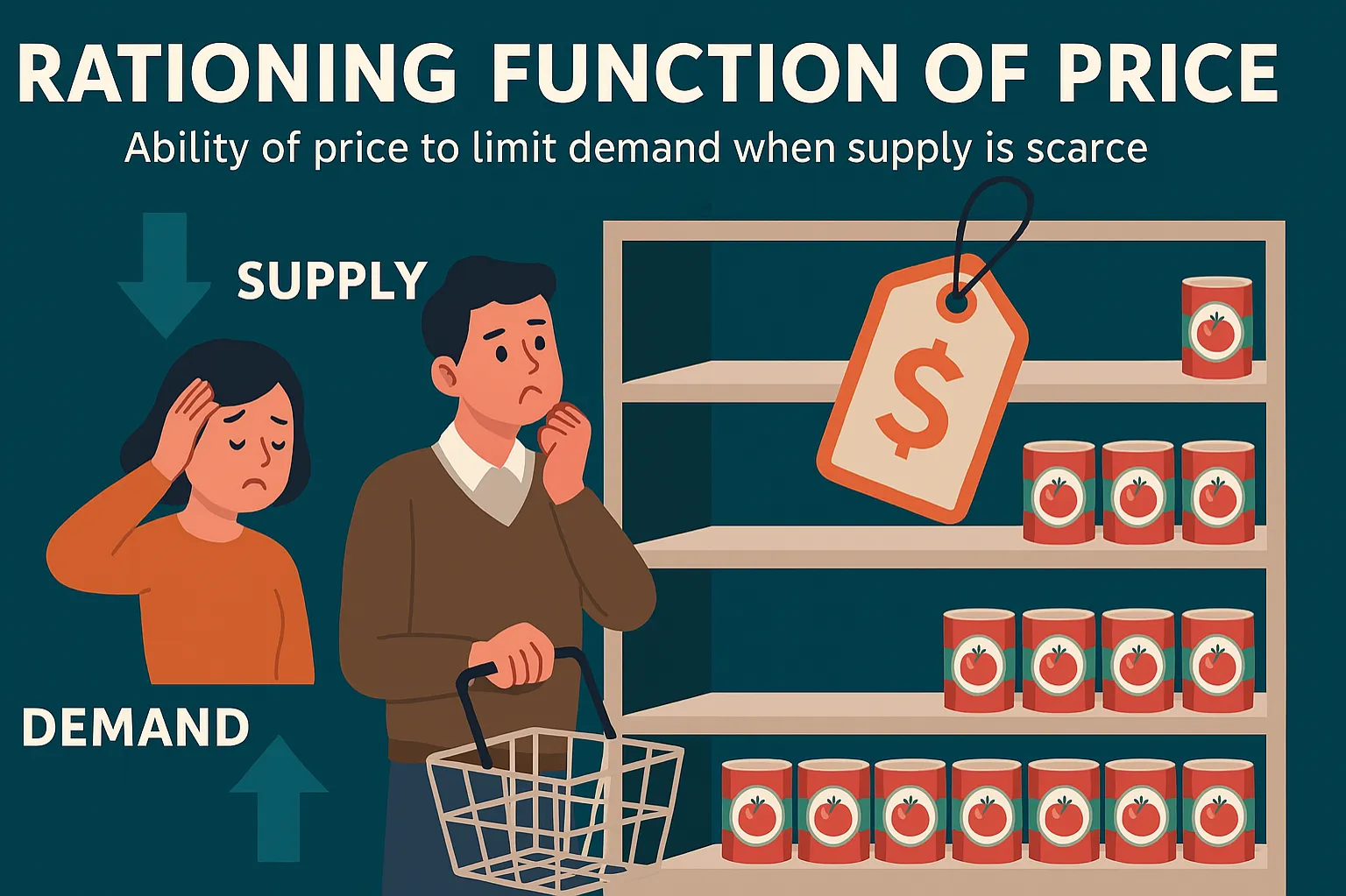 Rationing function of price: ability of price to limit demand when supply is scarce