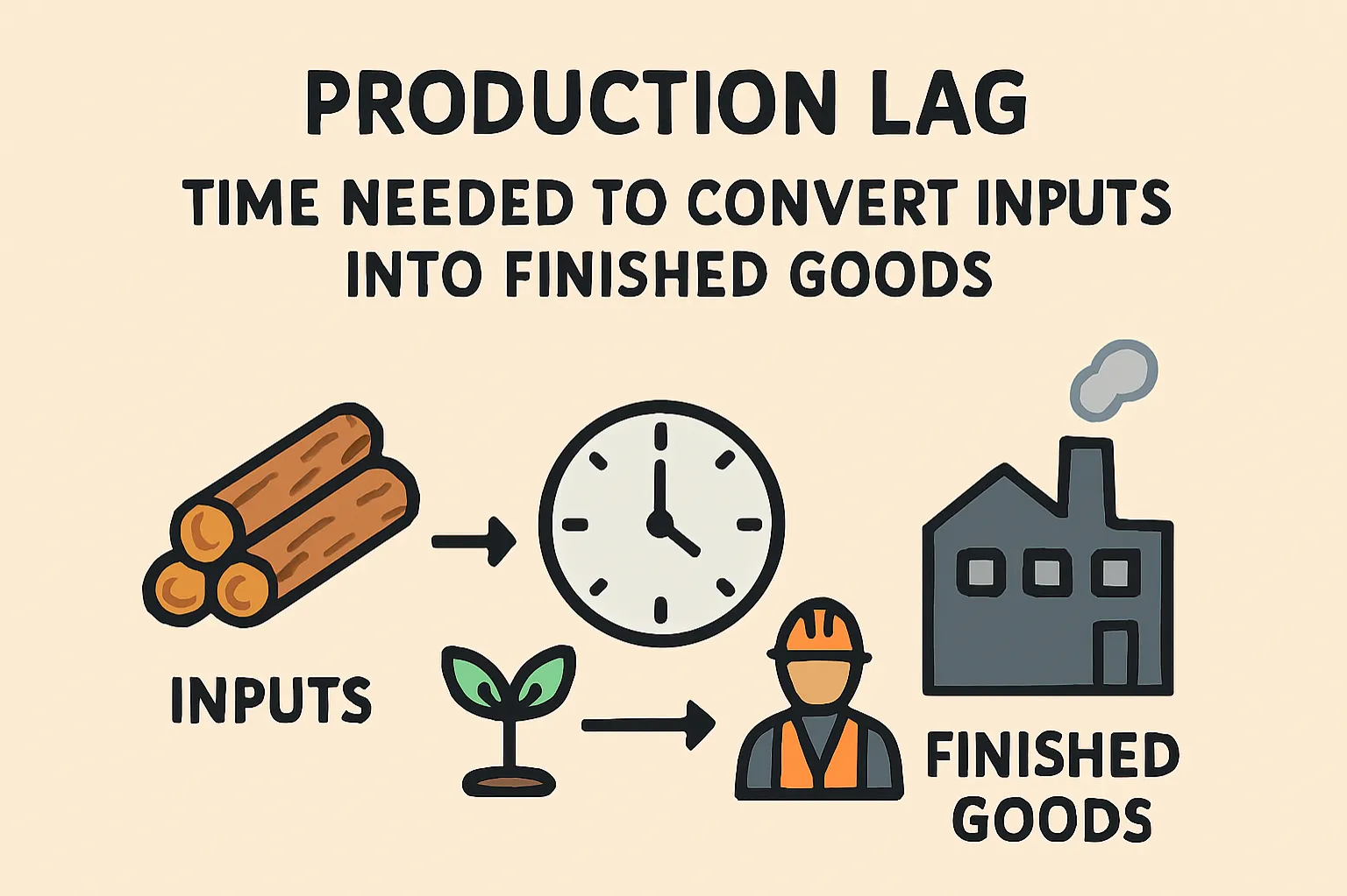 Production lag: time needed to convert inputs into finished goods
