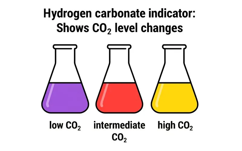 Hydrogen carbonate indicator: Shows CO₂ level changes