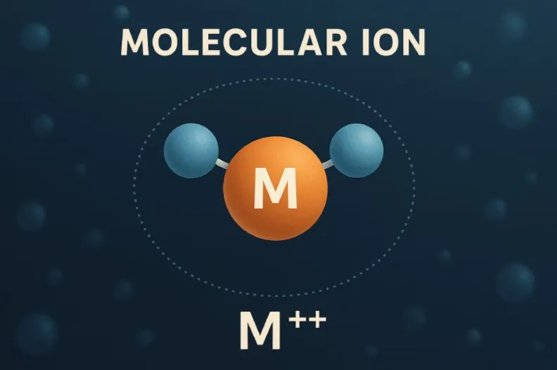 Molecular ion (M⁺⁺): The ion formed in a mass spectrometer when a molecule loses one electron