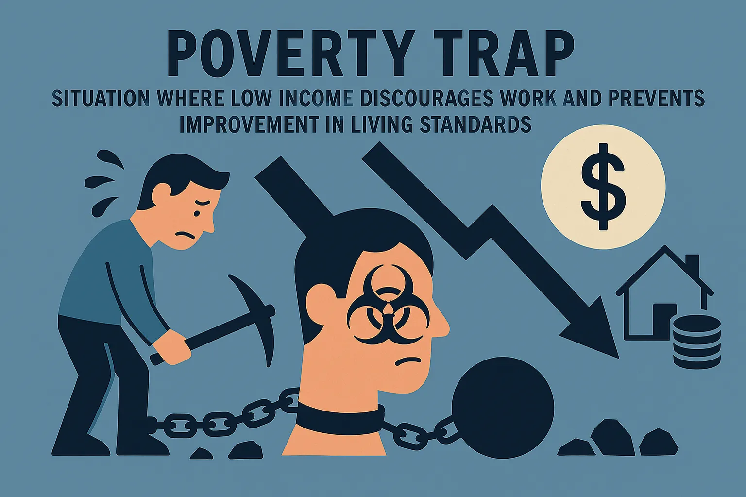 Poverty trap: situation where low income discourages work and prevents improvement in living standards