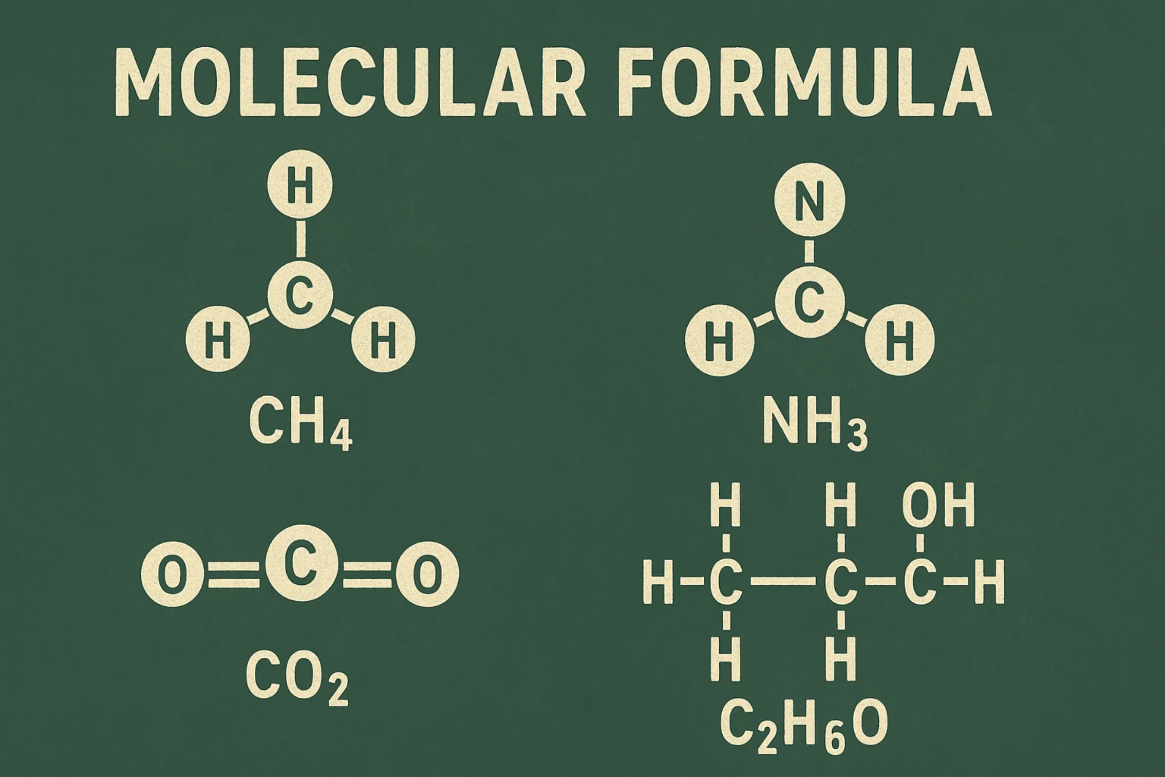 Molecular Formula: A formula that shows the actual number of atoms of each element in a molecule