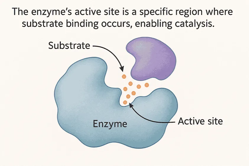 active site: an area on an enzyme molecule where the substrate can bind 