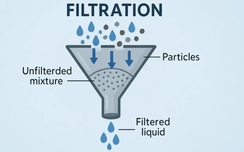 Filtration: Method used to separate solids from liquids using a filter