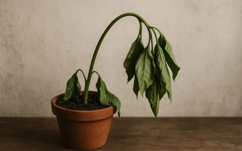 Wilting: Plant droops due to water shortage