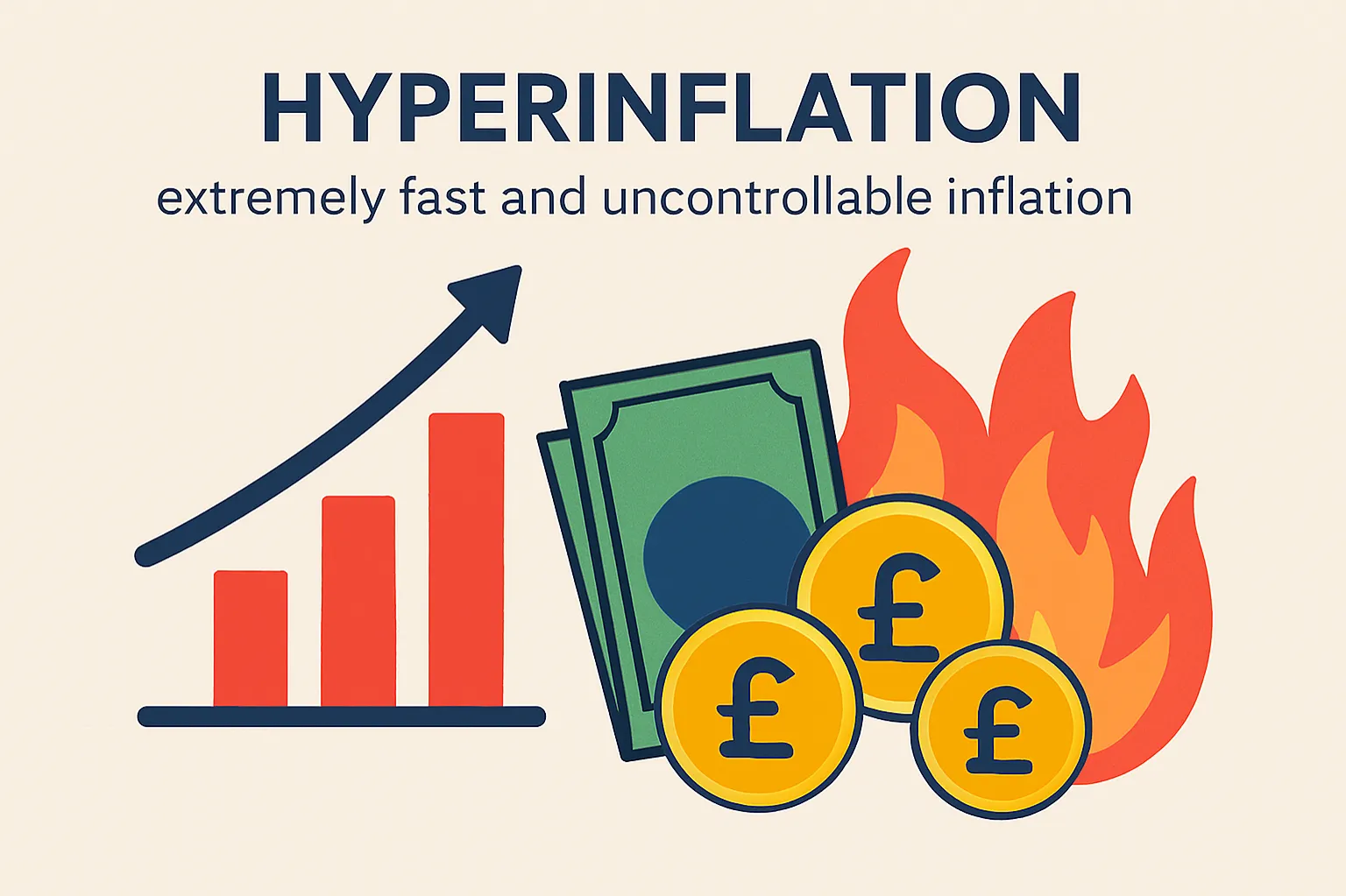Hyperinflation: extremely fast and uncontrollable inflation