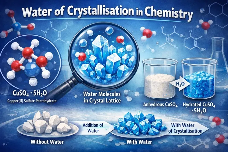 Water of crystallisation: Water molecules in crystalline structure