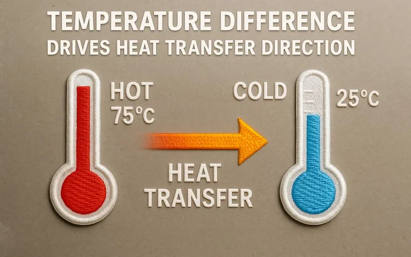 Temperature difference: Drives heat transfer direction