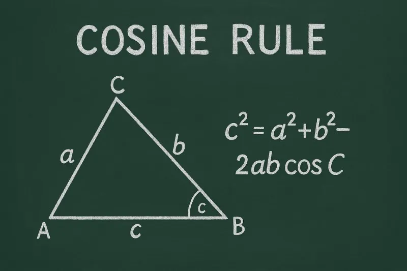 Cosine rule: A formula connecting the three sides of a triangle and one of the angles