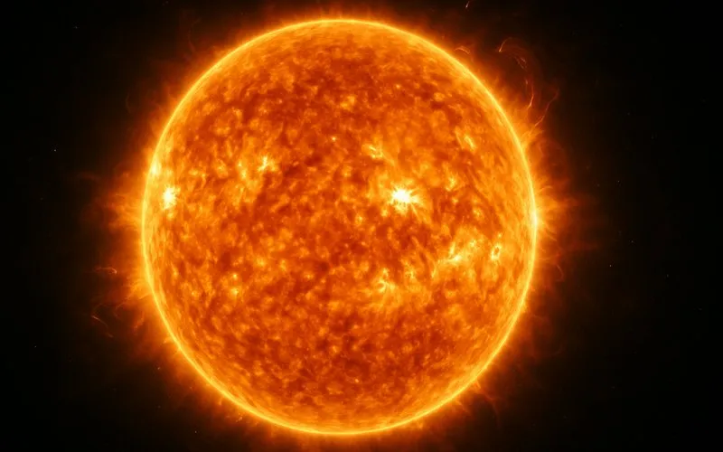 Sun: Star at the center of the Solar System that provides heat and light