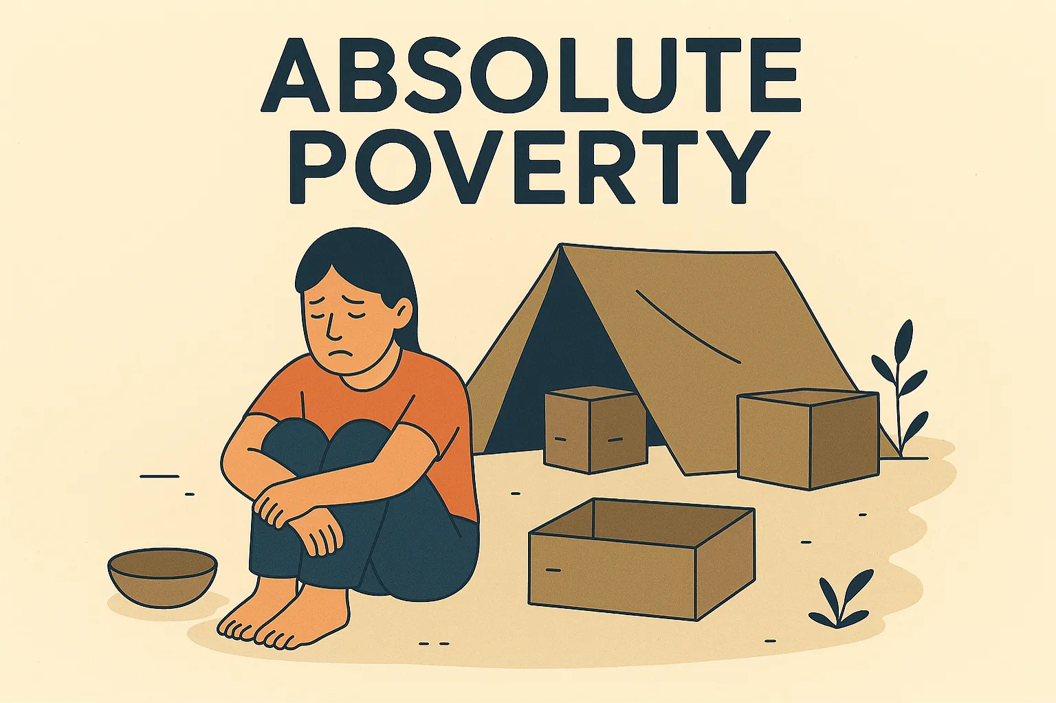 Absolute poverty: A condition where income is insufficient to meet basic needs.
