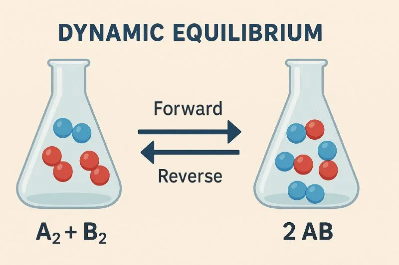 Dynamic Equilibrium: a reversible reaction where forward and reverse rates are equal
