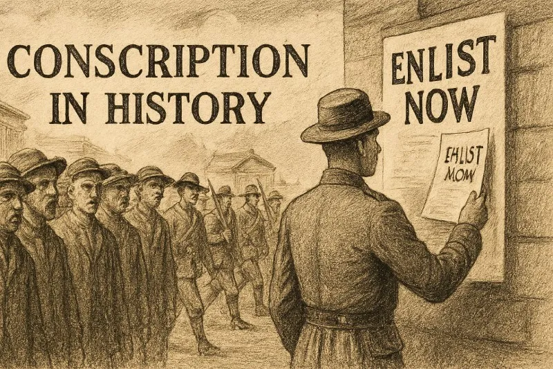 Conscription: Compulsory enlistment for state service, typically into the armed forces