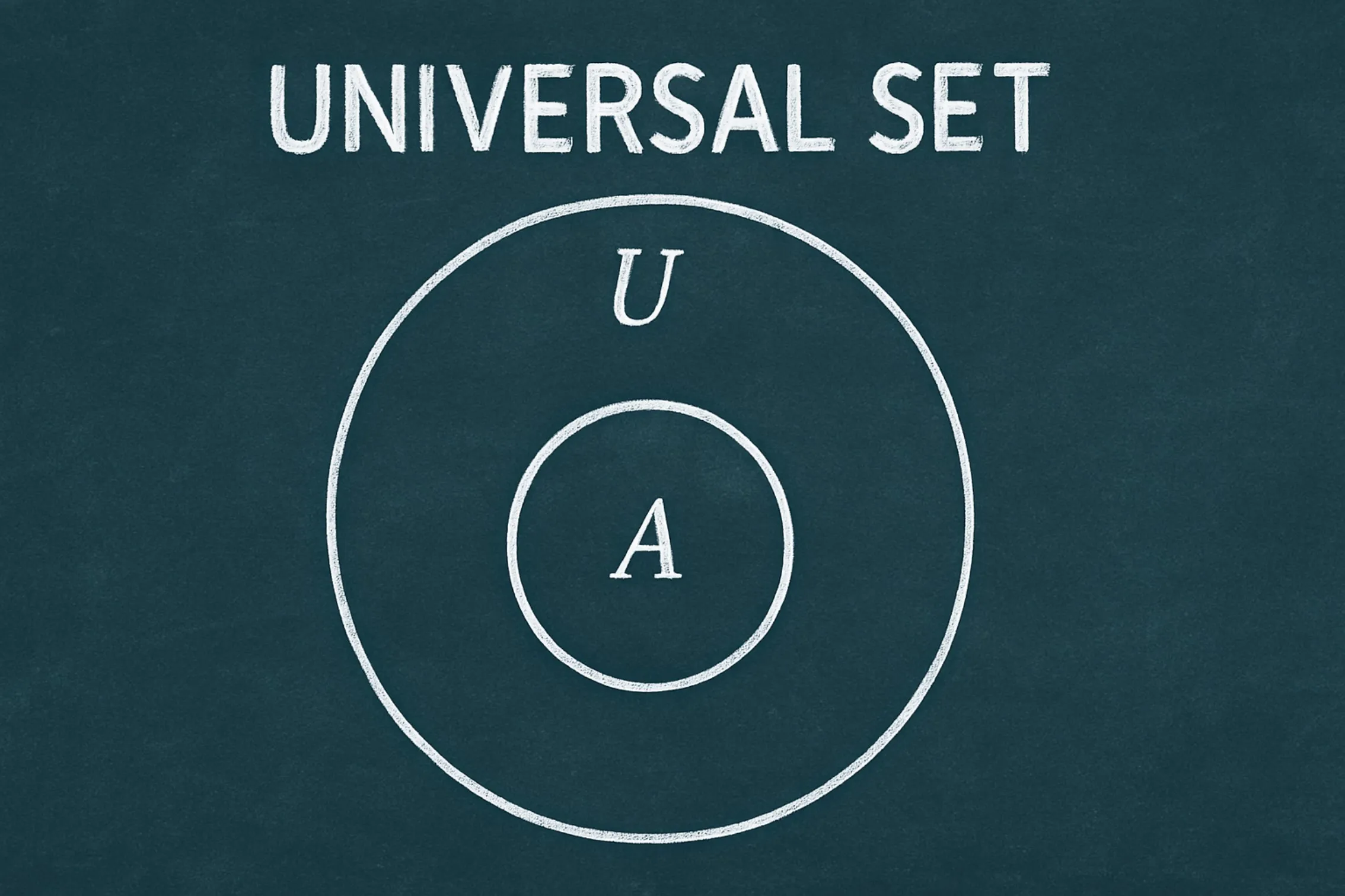 Universal set: The set that contains all the elements you are dealing with