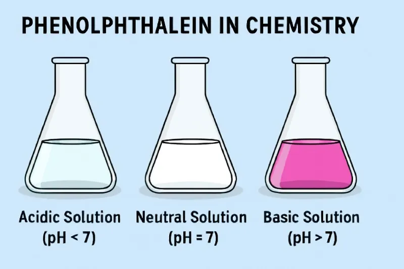 Phenolphthalein: Colourless in acid/neutral, pink in alkali
