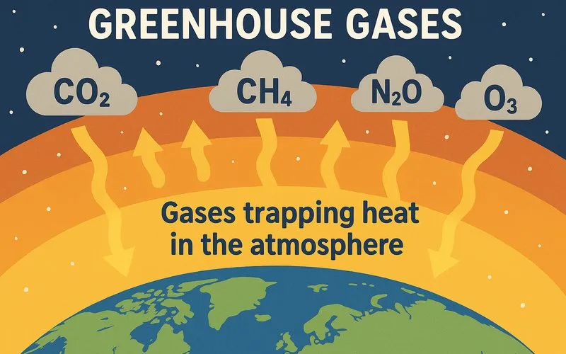 Greenhouse gases: Gases trapping heat in the atmosphere
