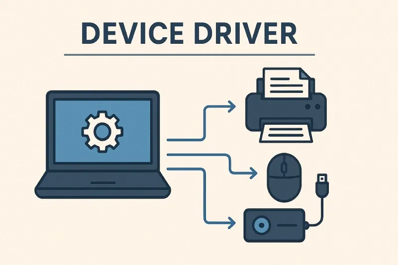 Device Driver: Software that allows the operating system to communicate with and control a hardware device