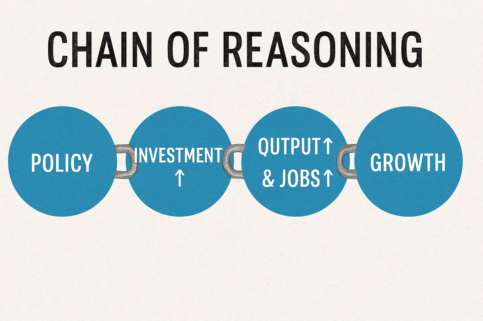 Chain of reasoning: A logical sequence of linked economic arguments.