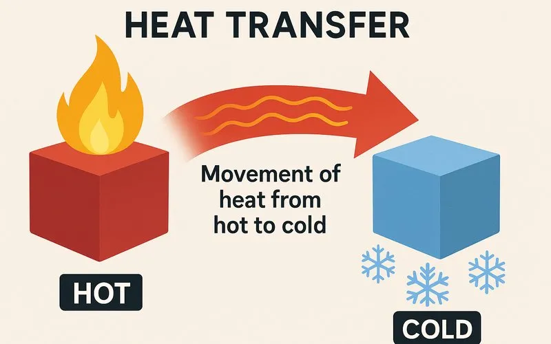 Heat transfer: Movement of heat from hot to cold