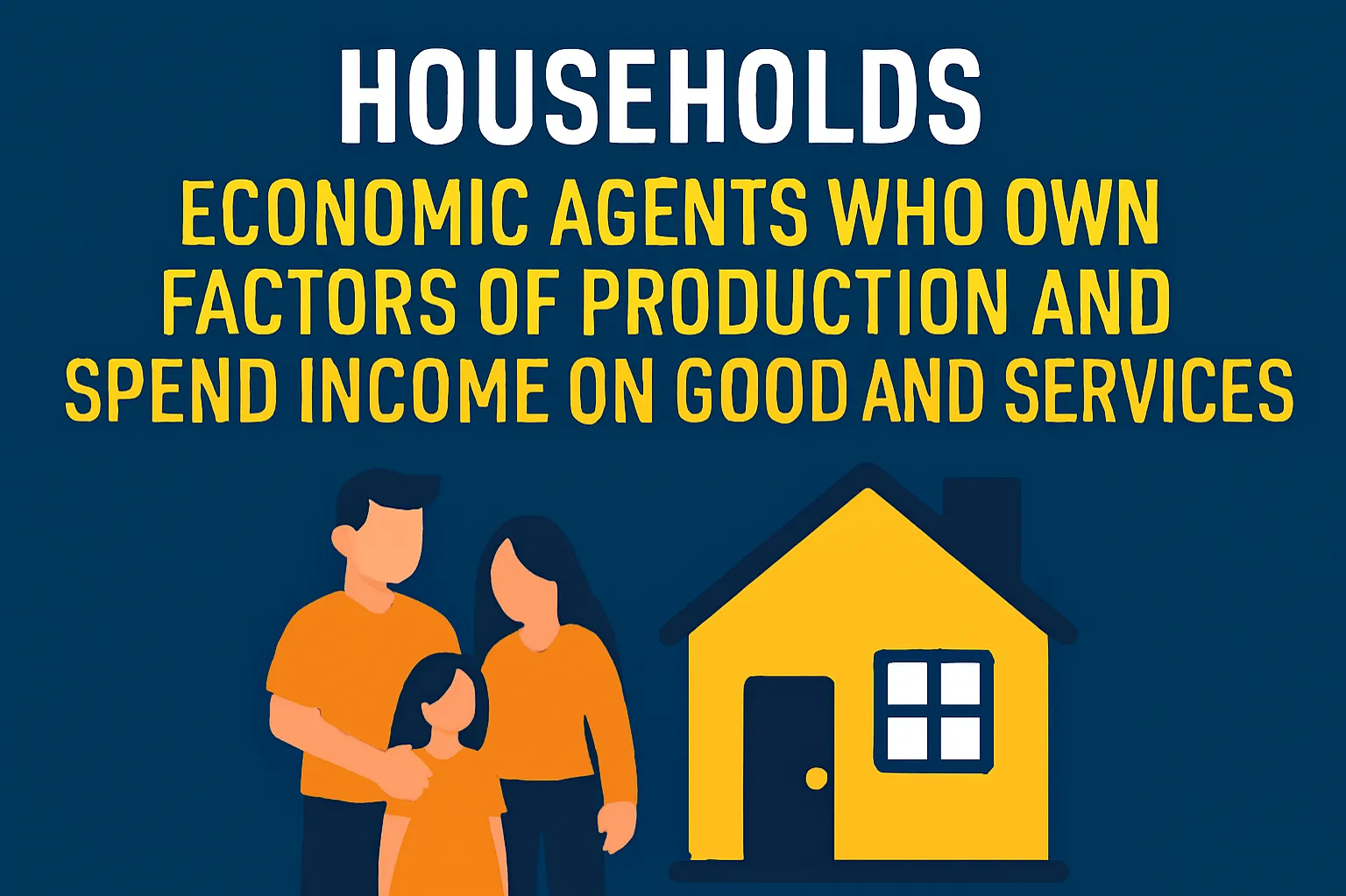 Households: economic agents who own factors of production and spend income on goods and services