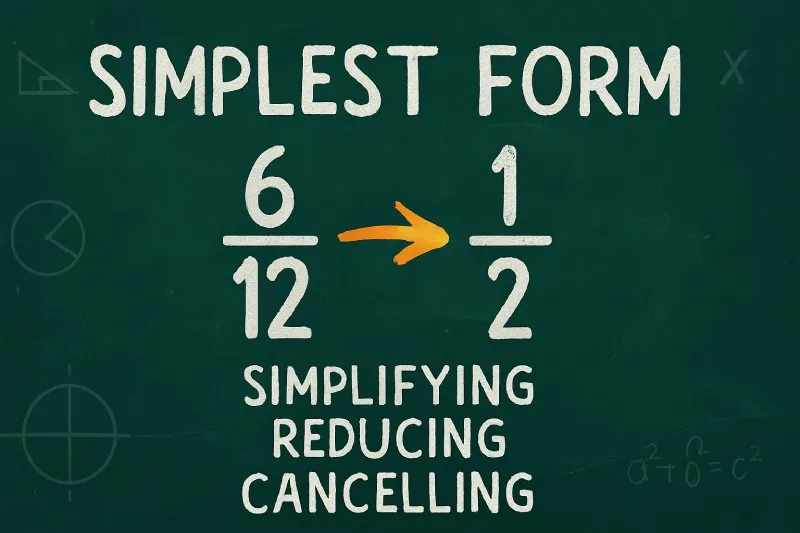 Simplest form: Simplifying an expression or fraction by eliminating common factors