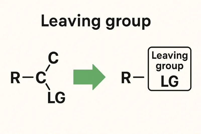 Leaving Group: An atom or group that departs with a bond's electrons during a substitution reaction