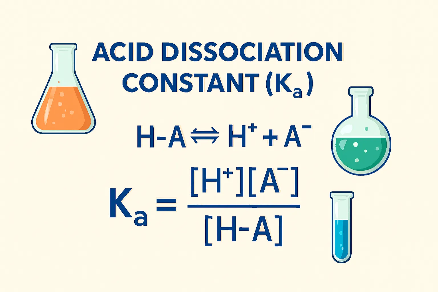 Acid Dissociation Constant (Kₐ): The equilibrium constant for the dissociation of a weak acid