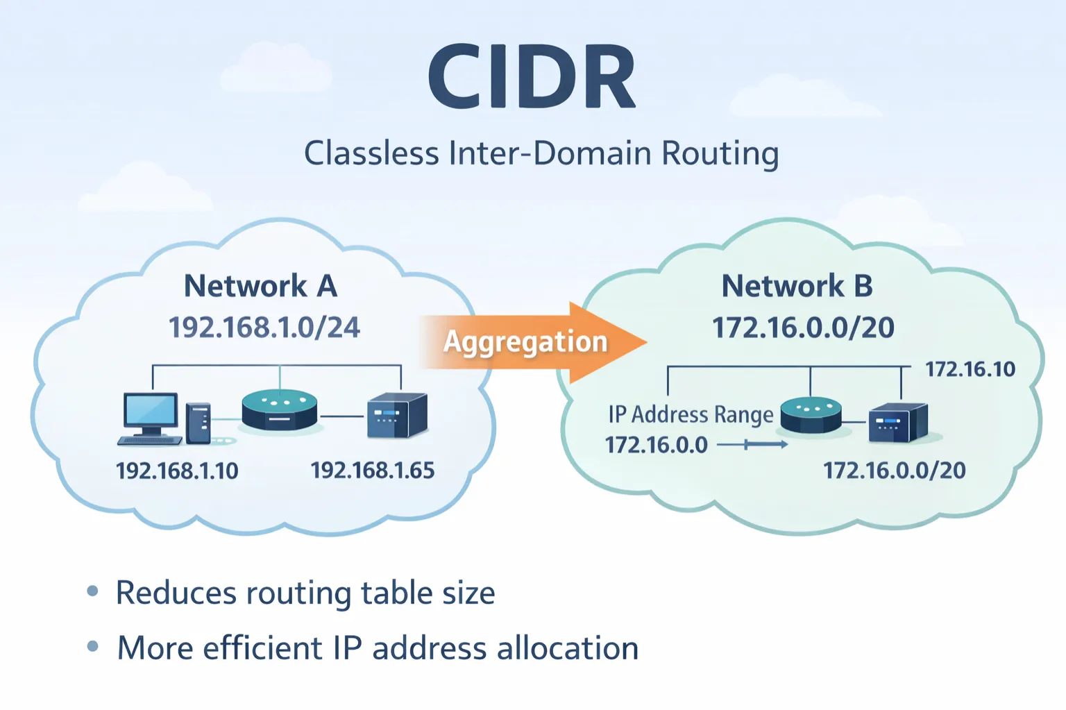 CIDR (Classless Inter-Domain Routing): A method for allocating IP addresses 