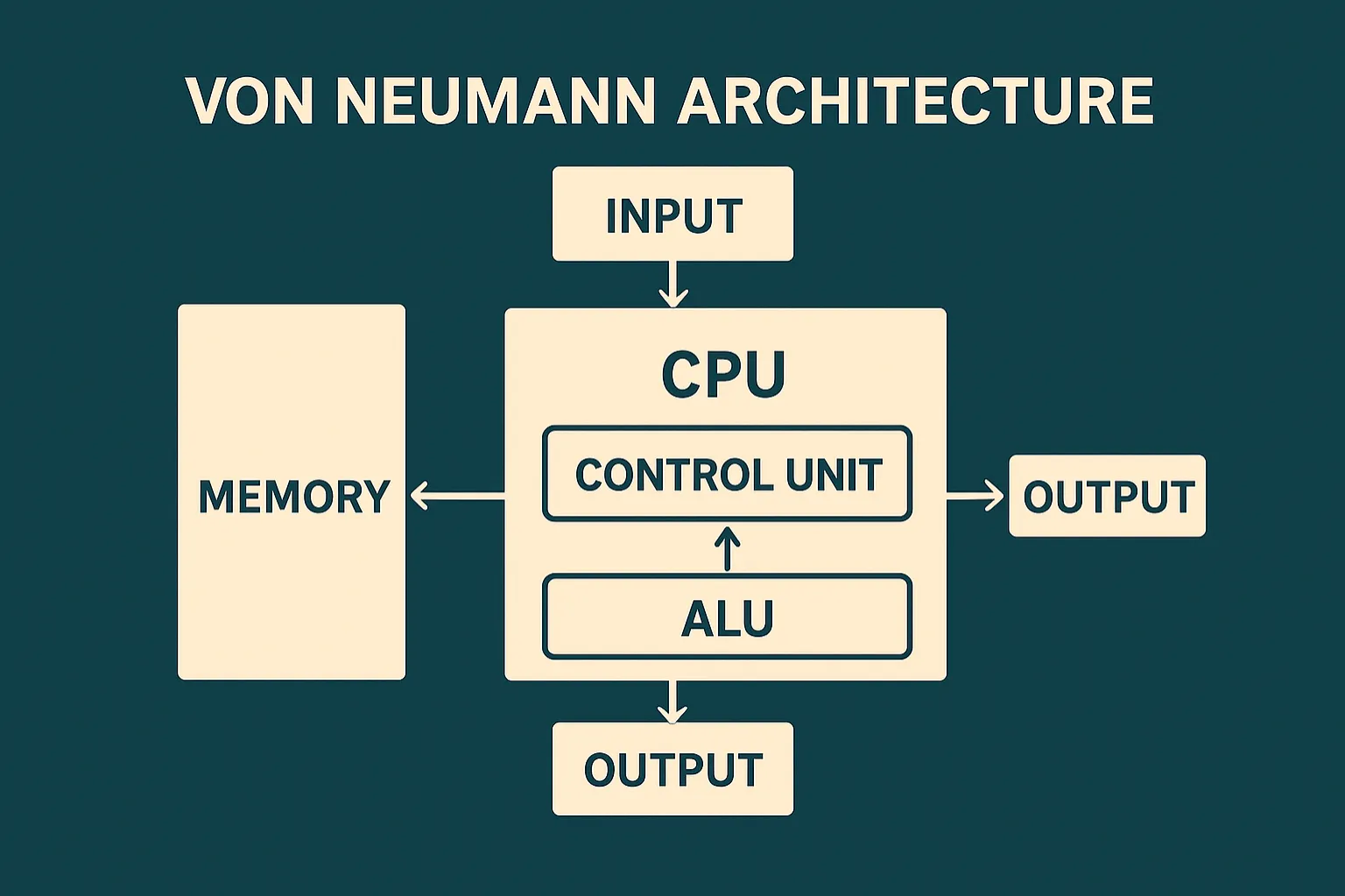 Von Neumann Architecture: A computer architecture model where data and instructions are stored in the same memory