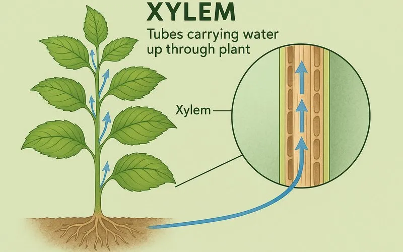 Xylem: Tubes carrying water up through plant