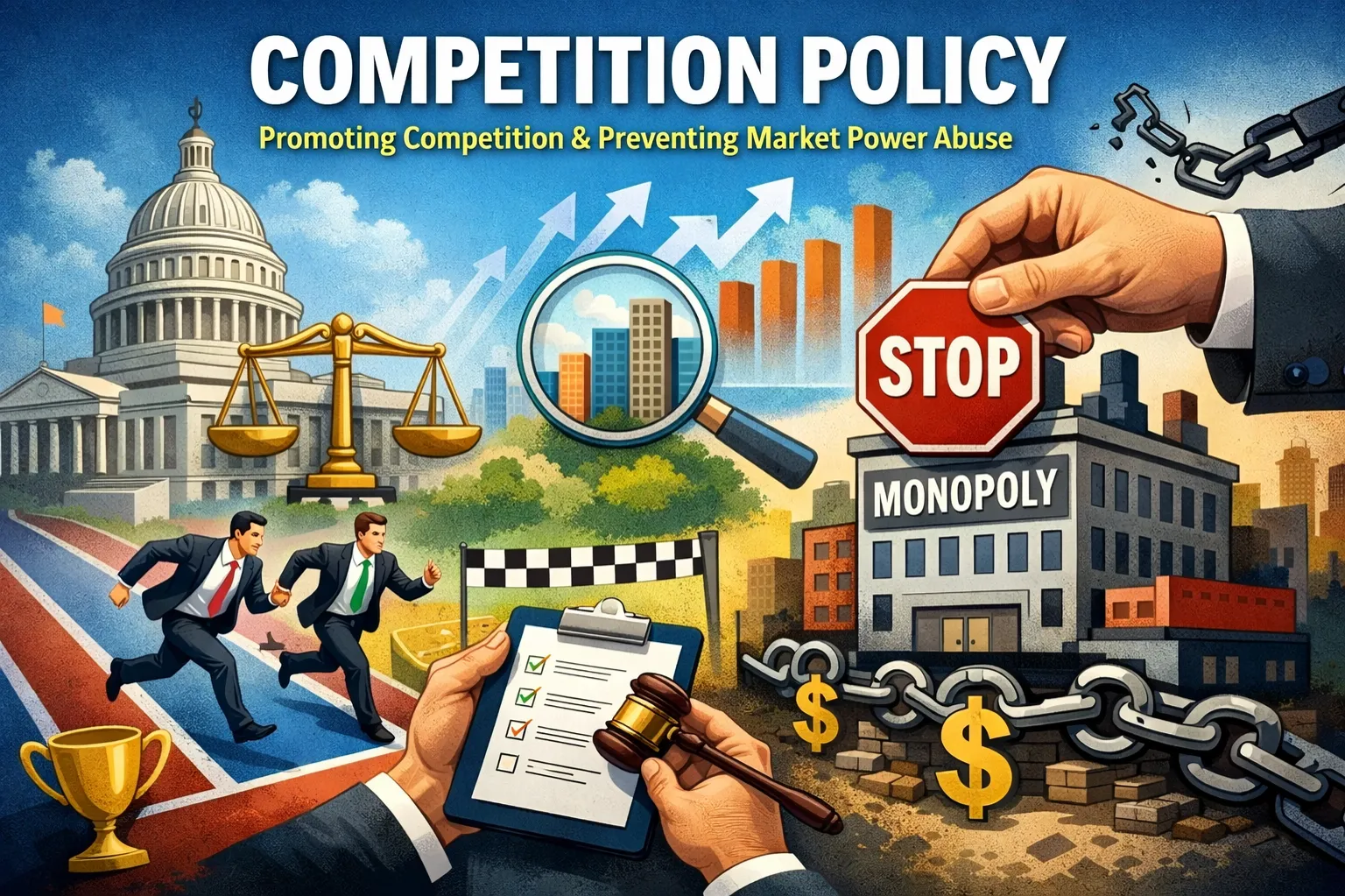 Competition policy: Government policy designed to promote competition and prevent abuse of market power.