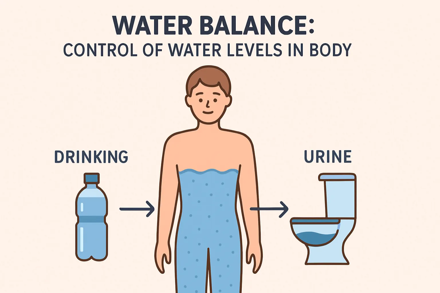 Water balance: Control of water levels in body