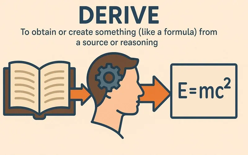 Derive: To obtain or create something (like a formula) from a source or reasoning