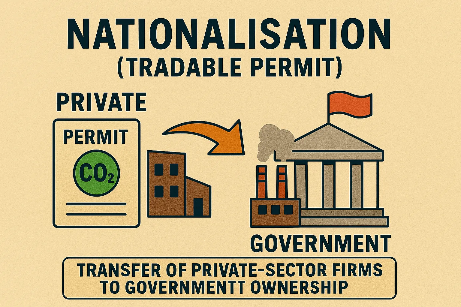 Nationalisation: transfer of private-sector firms to government ownership