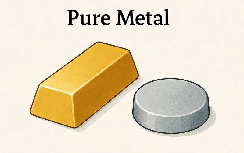 Pure metal: Metal not mixed with other substances