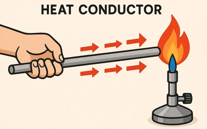 Heat conductor: Material that allows heat to pass through easily
