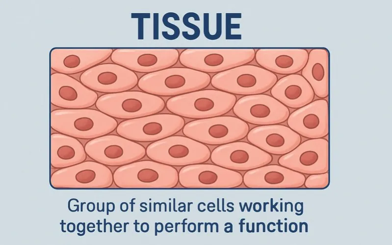 Tissue: Group of similar cells working together to perform a function