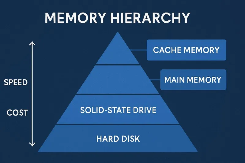 Memory Hierarchy: The arrangement of different types of memory based on speed and cost
