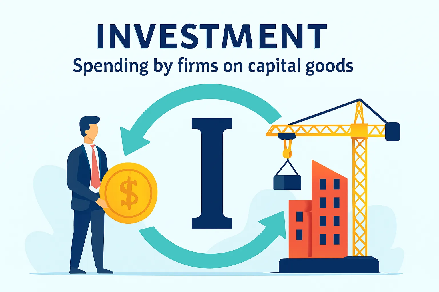 Investment (I): spending by firms on capital goods
