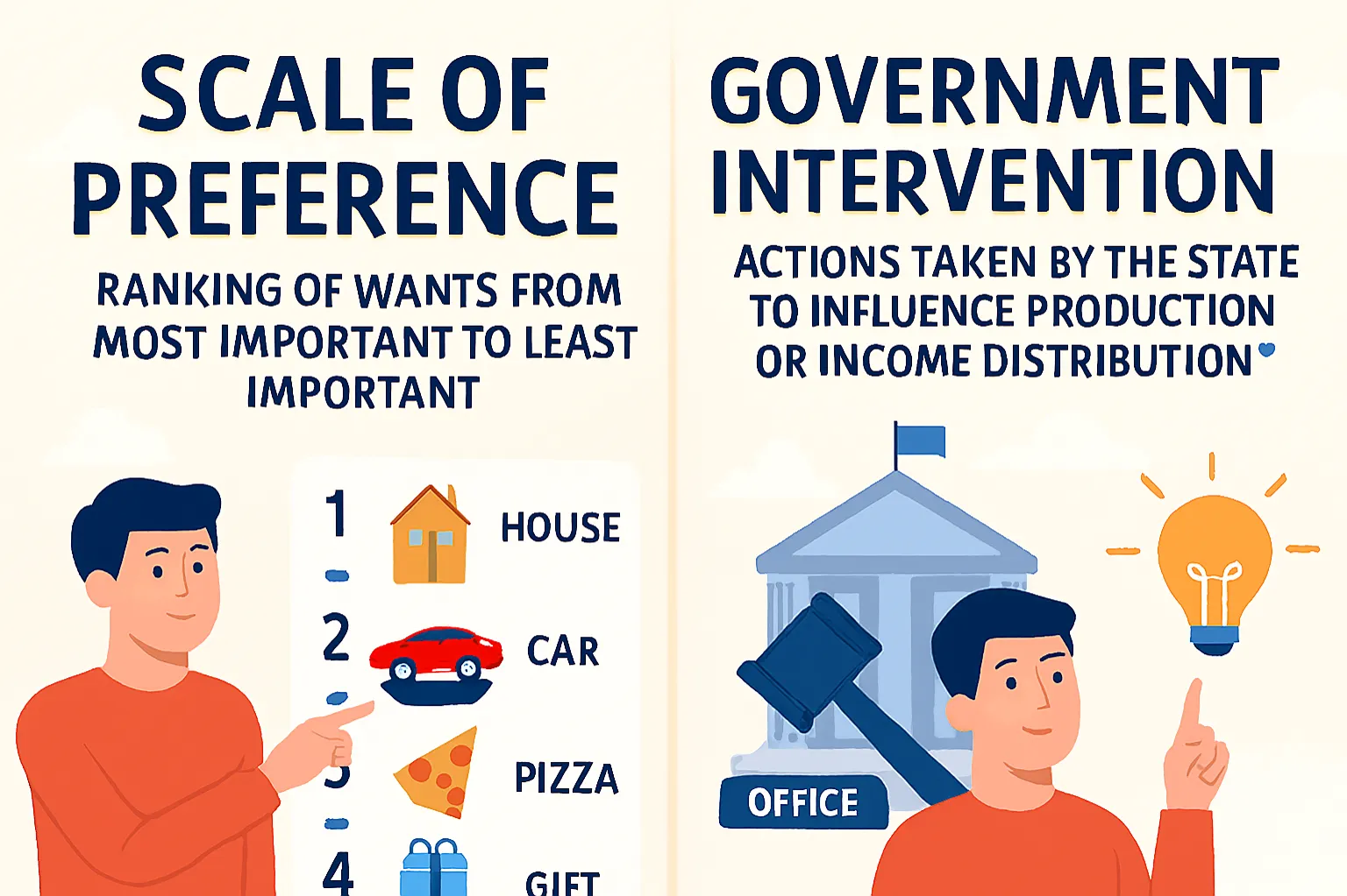 Scale of preference: ranking of wants from most important to least important